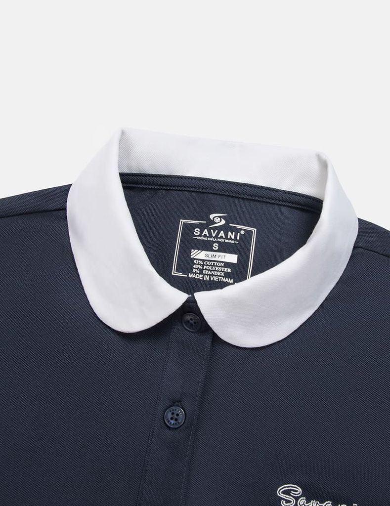 Áo polo ngắn tay nữ cổ sen thêu logo trước ngực