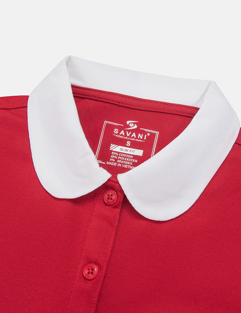 Áo polo ngắn tay nữ cổ sen thêu logo trước ngực