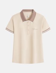 Áo thun ngắn tay có cổ nữ hình in trước ngực