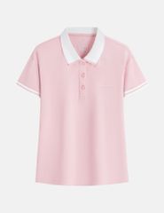 Áo thun ngắn tay có cổ nữ hình in trước ngực