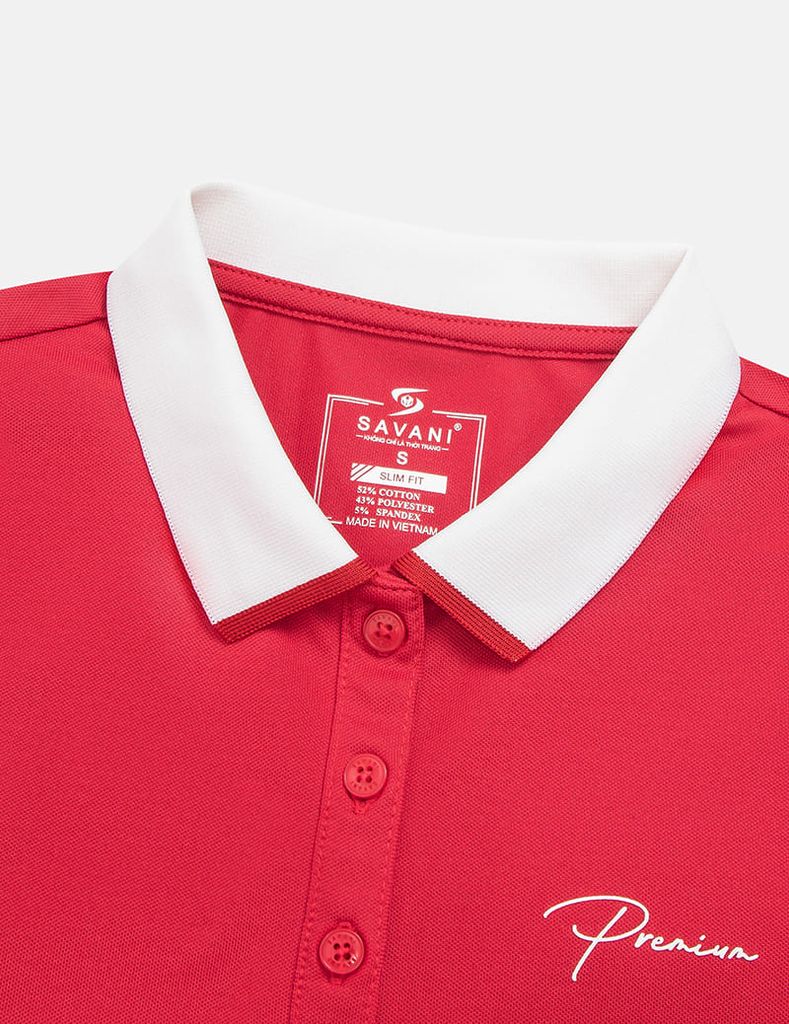 Áo thun ngắn tay có cổ nữ hình in trước ngực