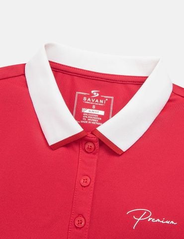 Áo thun ngắn tay có cổ nữ hình in trước ngực