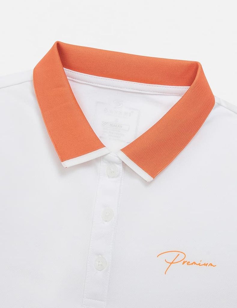 Áo thun ngắn tay có cổ nữ hình in trước ngực