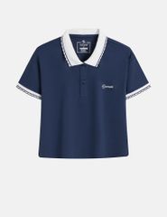 Áo polo ngắn tay nữ dáng croptop hình in trước ngực