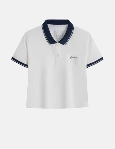 Áo polo ngắn tay nữ dáng croptop hình in trước ngực