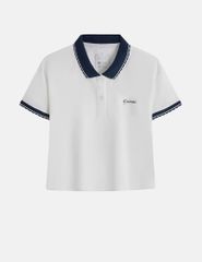 Áo polo ngắn tay nữ dáng croptop hình in trước ngực