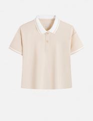 Áo polo ngắn tay nữ dáng croptop in dập logo trước ngực