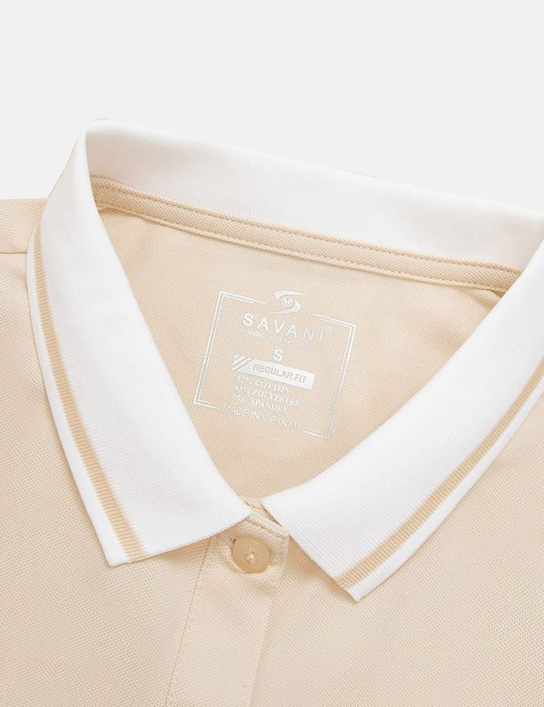 Áo polo ngắn tay nữ dáng croptop in dập logo trước ngực