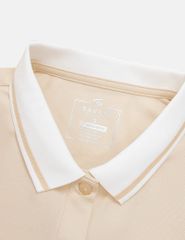 Áo polo ngắn tay nữ dáng croptop in dập logo trước ngực