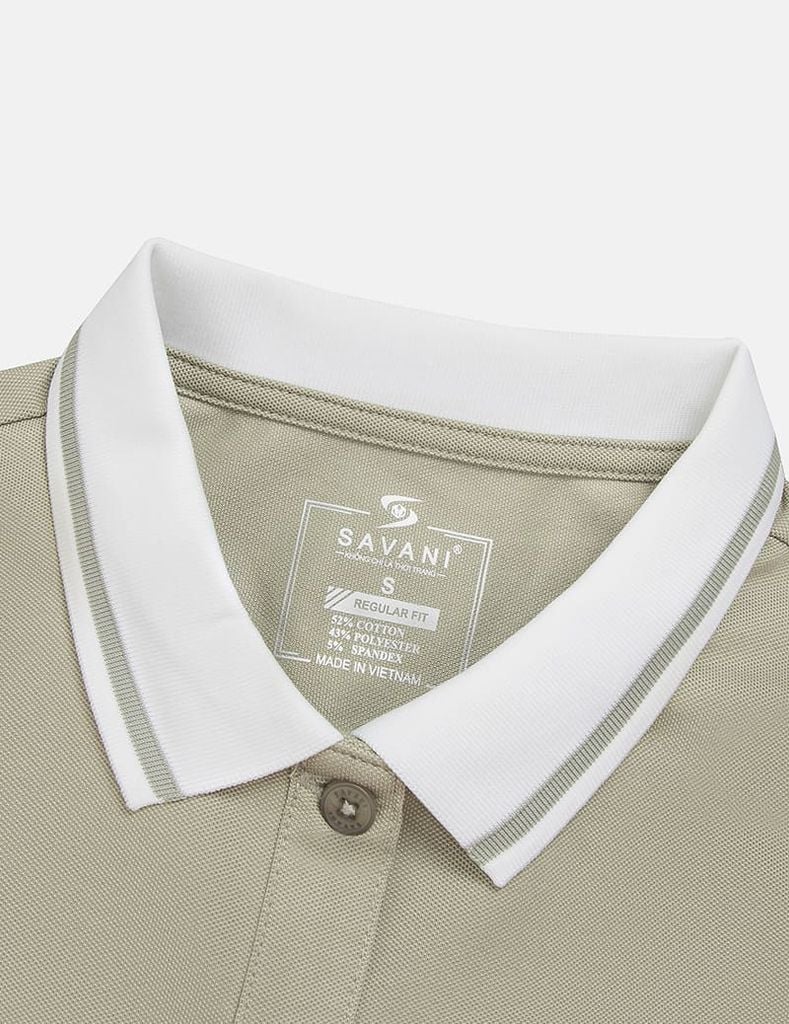 Áo polo ngắn tay nữ dáng croptop in dập logo trước ngực