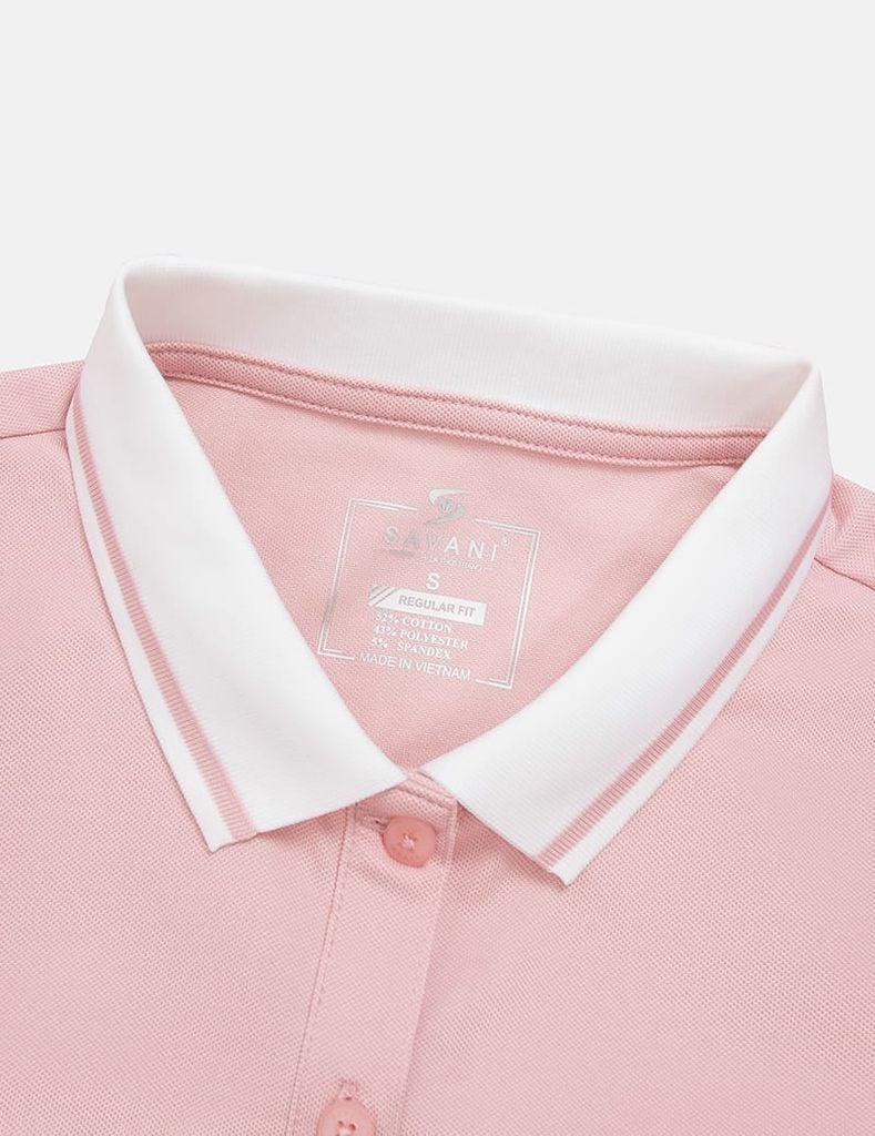 Áo polo ngắn tay nữ dáng croptop in dập logo trước ngực