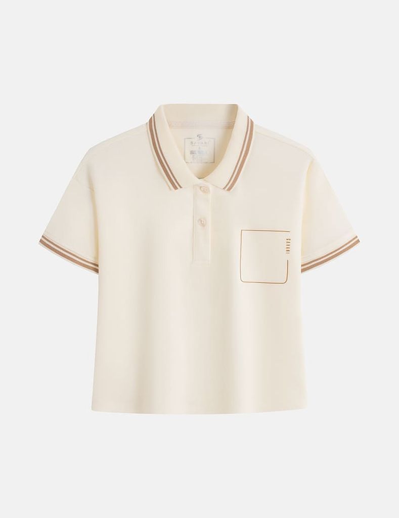 Áo polo croptop nữ hình in trước ngực