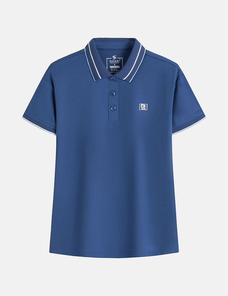 Áo polo nữ ngắn tay hình in trước ngực