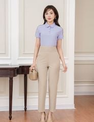 Áo polo nữ ngắn tay thể thao tay vai in dọc