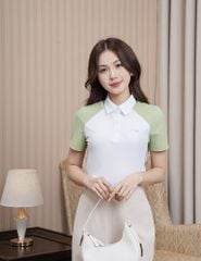 Áo polo ngắn tay thể thao nữ in logo trước ngực