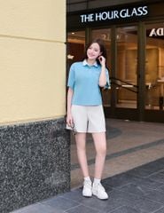 Áo polo ngắn tay nữ cổ phối kẹp ren