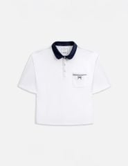 Áo polo ngắn tay nữ cổ phối kẹp ren