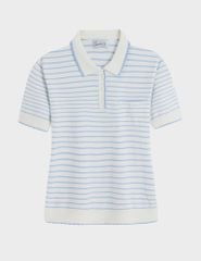 Áo polo mongtoghi nữ kẻ ngang túi ngực