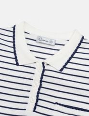 Áo polo mongtoghi nữ kẻ ngang túi ngực