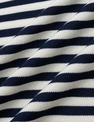 Áo polo ngắn tay nữ kẻ ngang bản cổ thêu logo