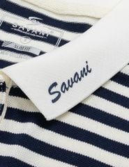Áo polo ngắn tay nữ kẻ ngang bản cổ thêu logo