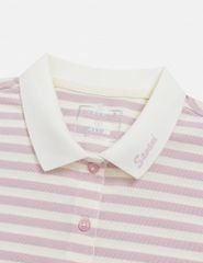 Áo polo ngắn tay nữ kẻ ngang bản cổ thêu logo