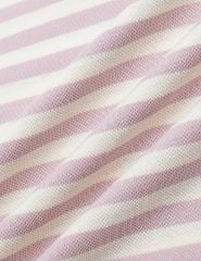 Áo polo ngắn tay nữ kẻ ngang bản cổ thêu logo