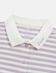 Áo polo ngắn tay nữ kẻ ngang bản cổ thêu logo