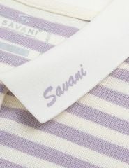 Áo polo ngắn tay nữ kẻ ngang bản cổ thêu logo