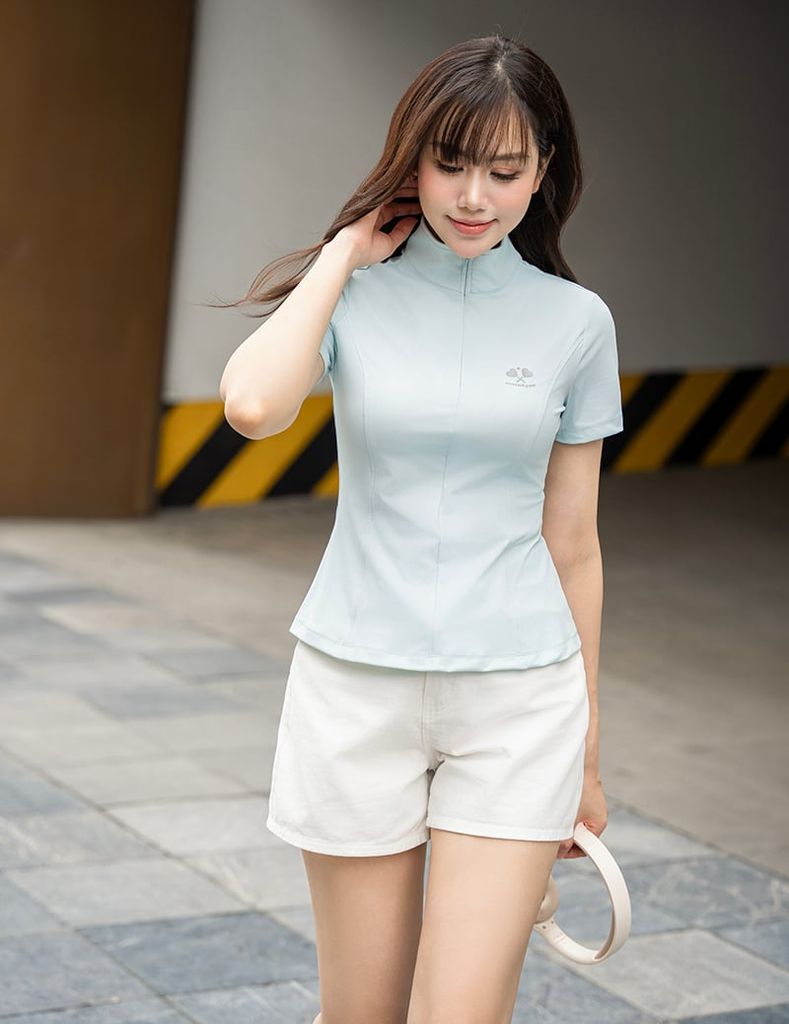 Áo polo ngắn tay nữ thể thao khóa cổ giọt lệ