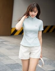 Áo polo ngắn tay nữ thể thao khóa cổ giọt lệ