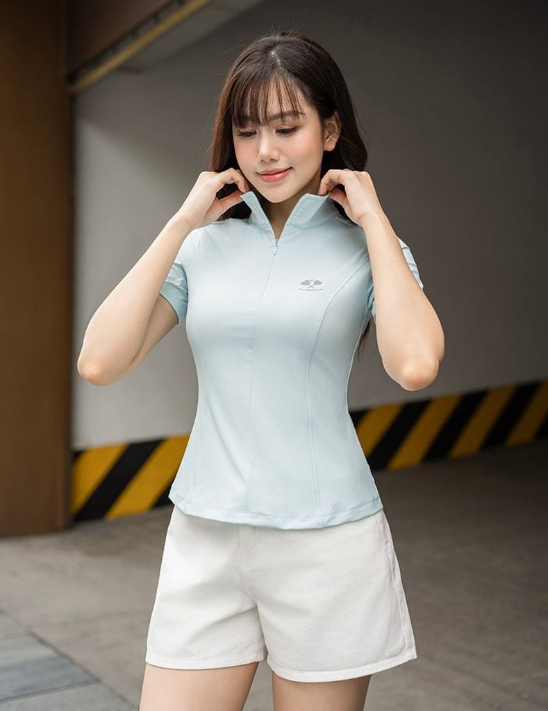 Áo polo ngắn tay nữ thể thao khóa cổ giọt lệ