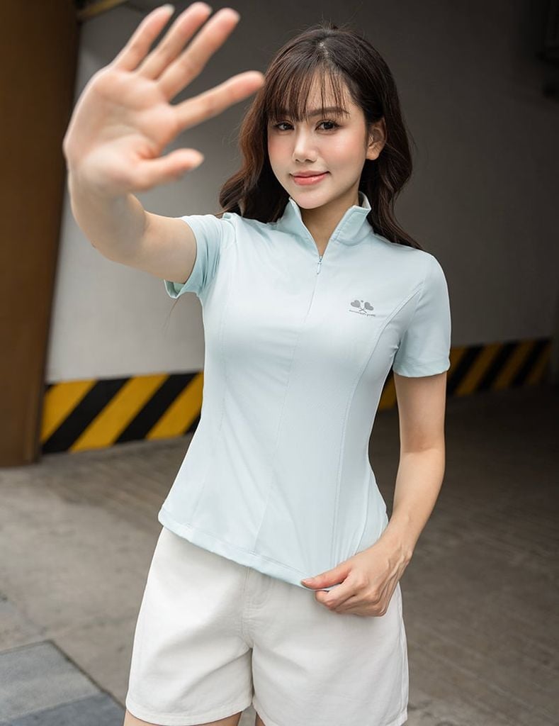 Áo polo ngắn tay nữ thể thao khóa cổ giọt lệ