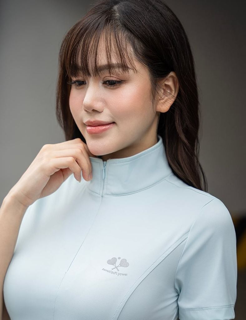 Áo polo ngắn tay nữ thể thao khóa cổ giọt lệ