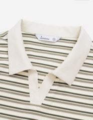 Áo polo ngắn tay nữ kẻ ngang phối