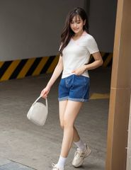 Áo polo ngắn tay thể thao nữ hình in trước ngực