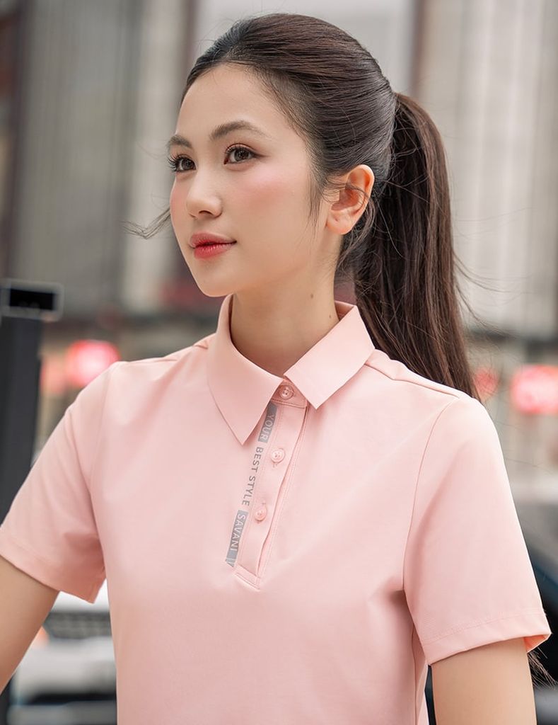 Áo polo ngắn tay nữ thể thao cổ lệch
