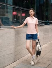 Áo polo ngắn tay nữ thể thao cổ lệch
