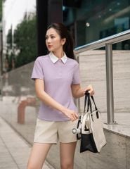 Áo polo nữ ngắn tay thể thao bản cổ vải phối