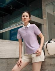 Áo polo nữ ngắn tay thể thao bản cổ vải phối