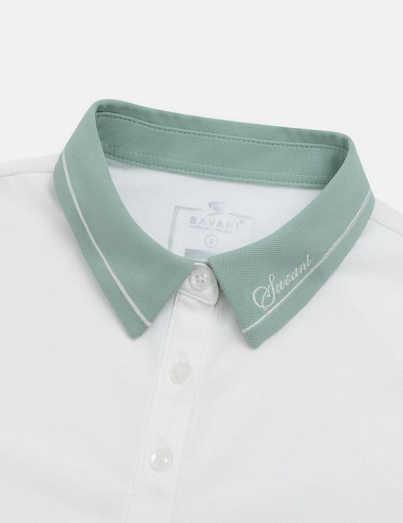 Áo polo nữ ngắn tay thể thao bản cổ vải phối
