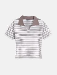 Áo polo nữ mongtoghi kẻ ngang