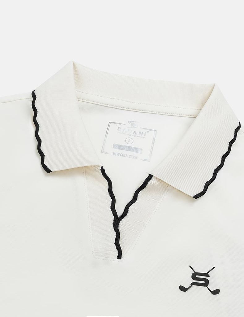 Áo polo nữ ngắn tay thể thao ngực in