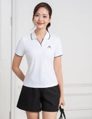 Áo polo nữ ngắn tay thể thao ngực in