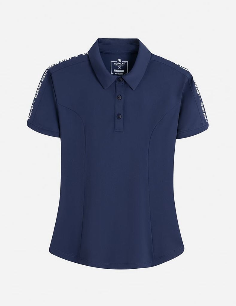 Áo polo ngắn tay nữ in dọc 2 bên tay