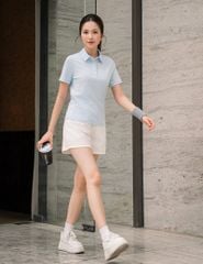 Áo polo nữ ngắn tay thể thao ngực in