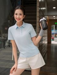 Áo polo nữ ngắn tay thể thao ngực in