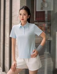 Áo polo nữ ngắn tay thể thao ngực in