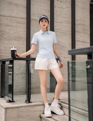Áo polo nữ ngắn tay thể thao ngực in