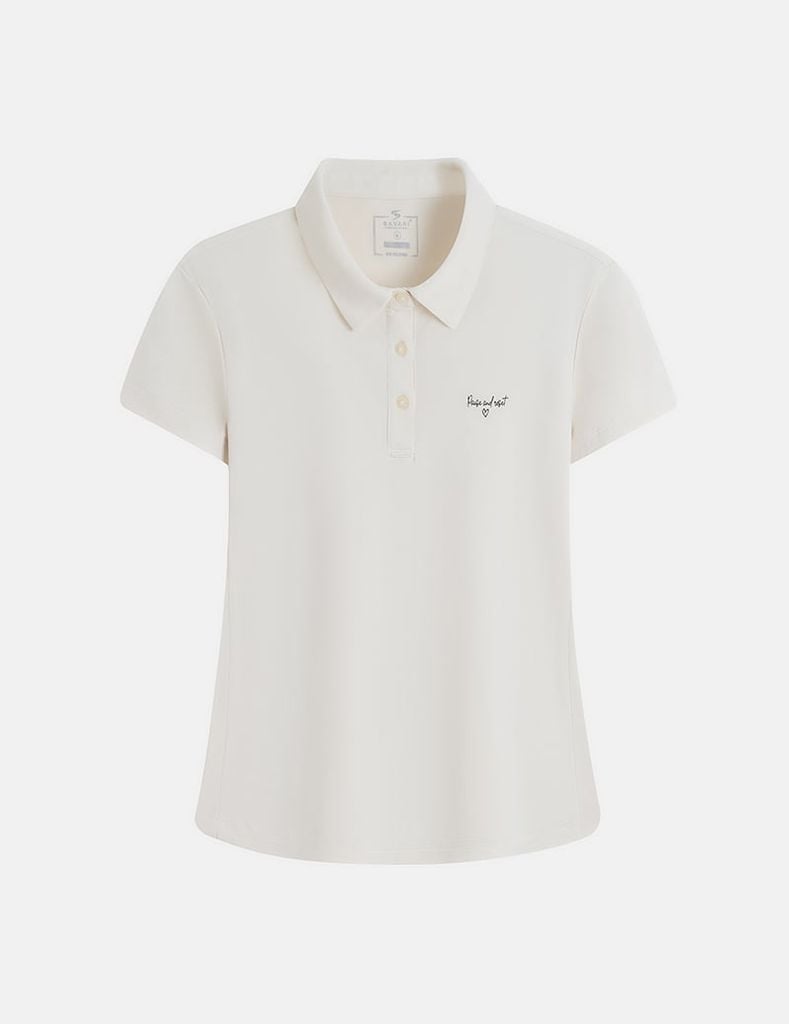 Áo polo nữ ngắn tay thể thao ngực in